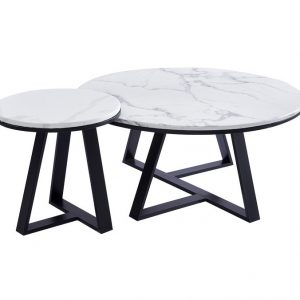 "Nordic Marble Inlay Coffee Table - Modern Size Round Tea Table for Home, Guesthouses, Hotels - Minimalist Small Round Table for Living Room"